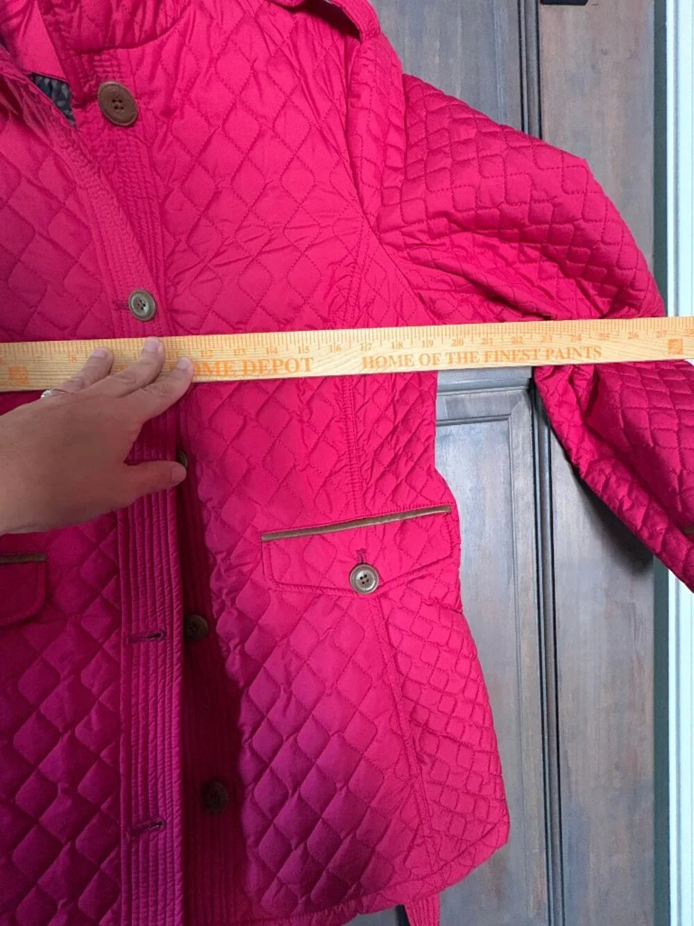 Lands End Quilted Barn jacket, Size Medium, Bright pink - Picture 5 of 6